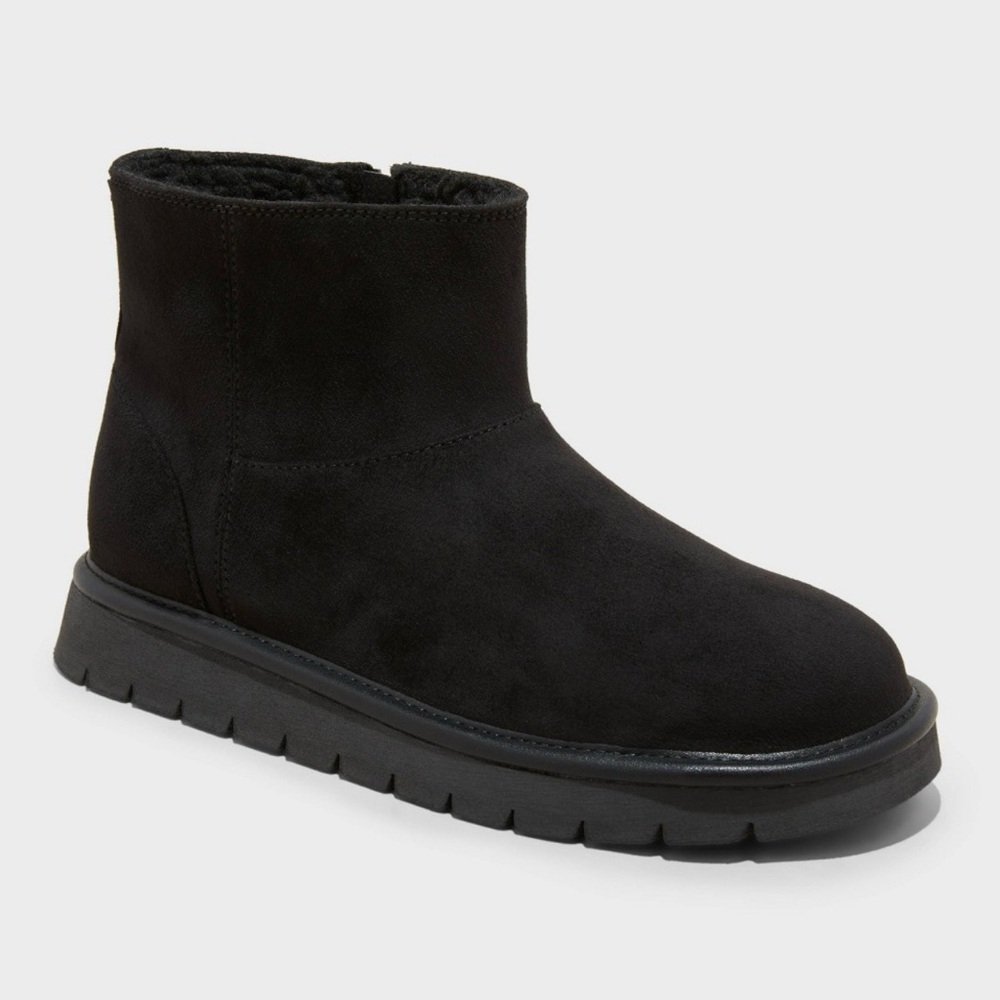 Universal Thread May Faux Suede Ankle Boots Memory Foam Side Zipper Black